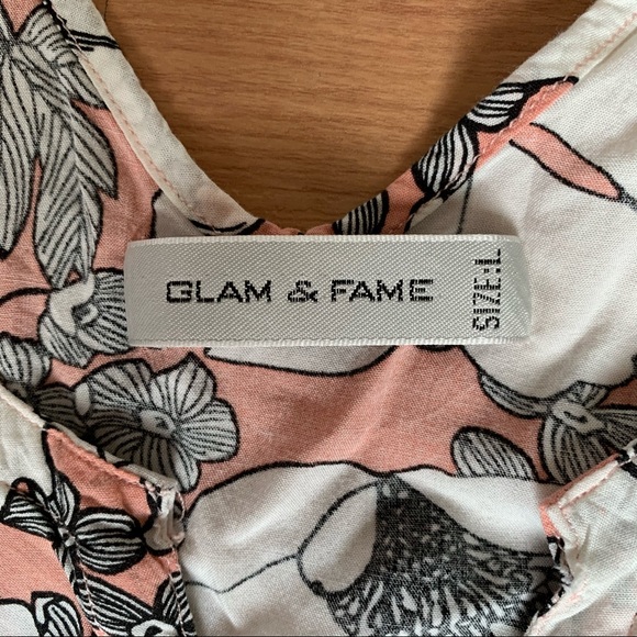 Glam & Fame Coral & White Spring Floral Dress - Picture 3 of 4